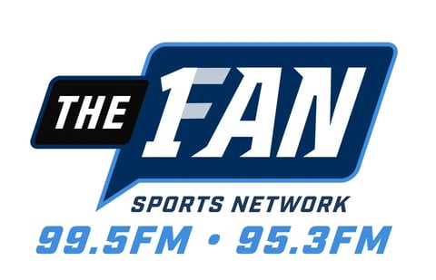The Fan Sports Network logo with 99.5FM and 95.3FM radio frequencies displayed